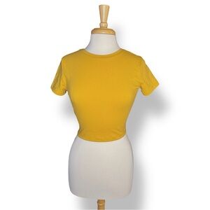 Wild Fable Mustard Short Sleeve Crop Top